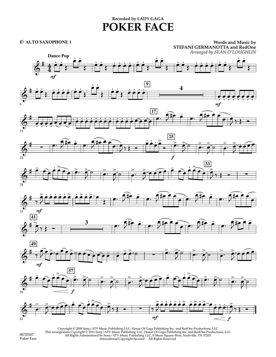 Poker Face - Eb Alto Saxophone 1 Concert Band scores gallery preview page 1