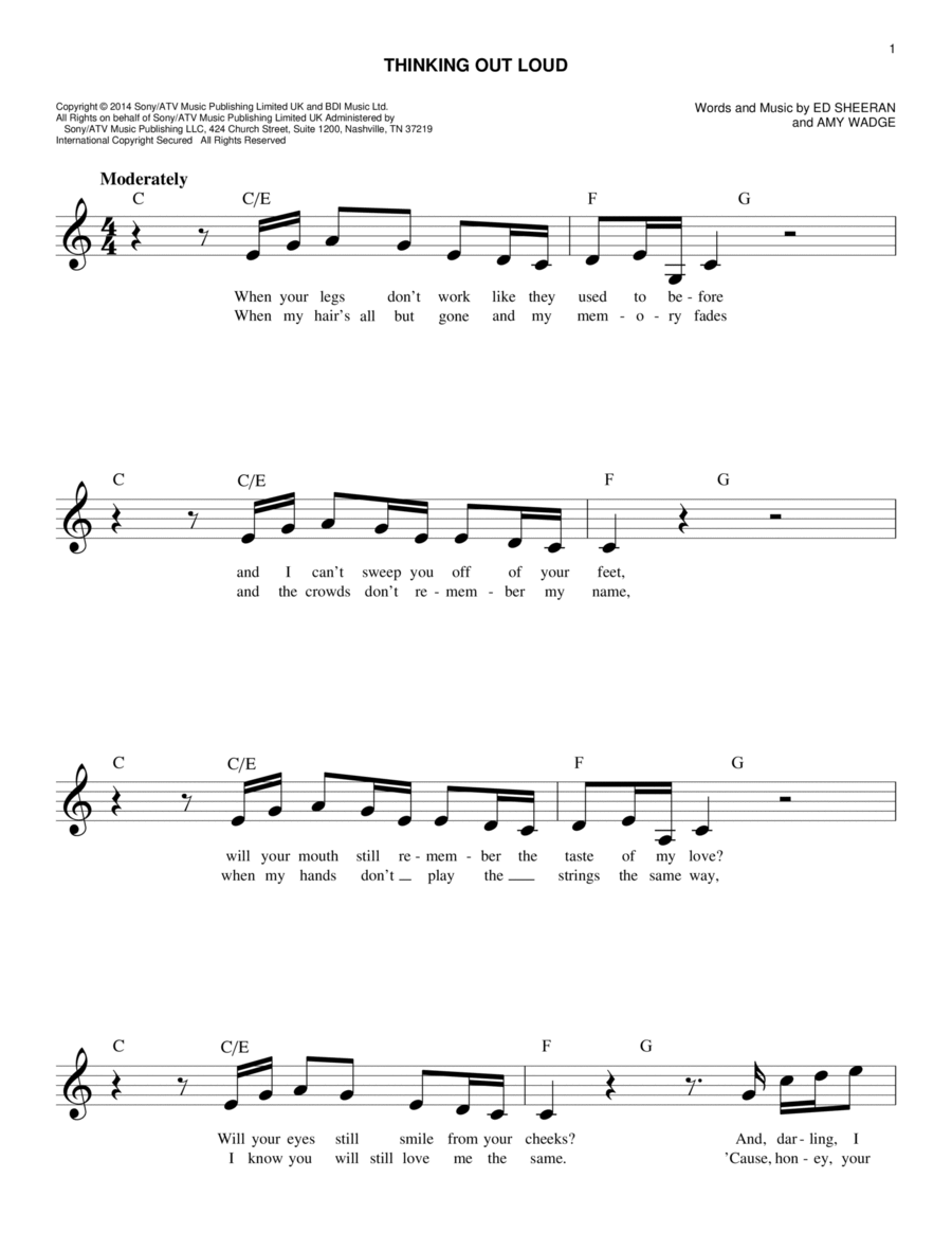 Thinking Out Loud Thinking Out Loud Piano scores gallery preview page 1