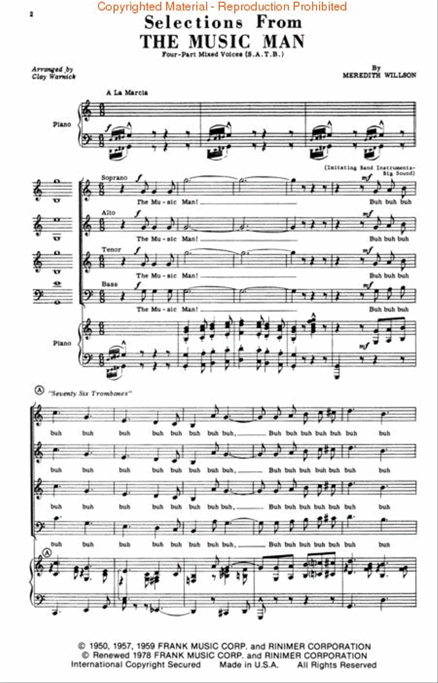 The Music Man (Medley) 4-Part scores gallery preview page 2