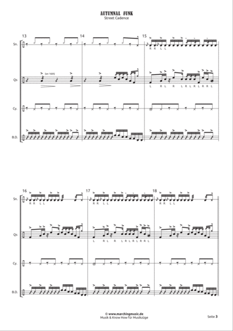 AUTUMNAL FUNK Street Cadence Marching Band scores gallery preview page 4