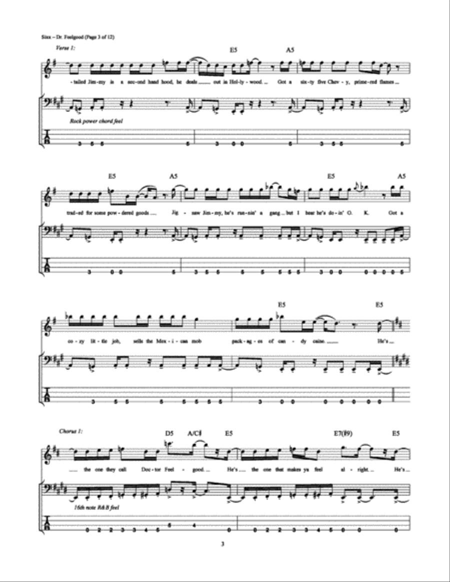 Dr. Feelgood Bass Guitar Tablature scores gallery preview page 3