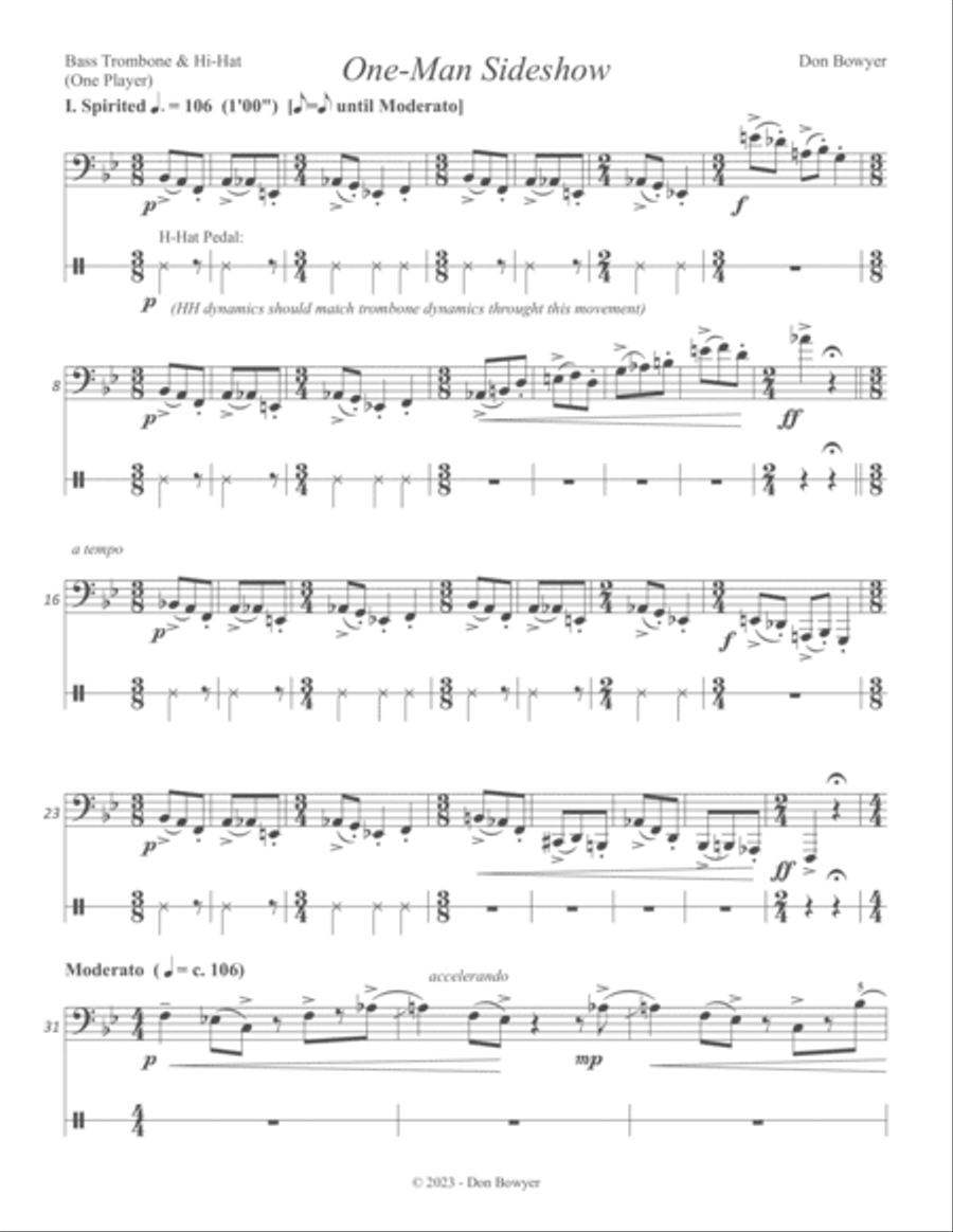 One-Man Sideshow (Bass Trombone & Hi-Hat) Bass Trombone scores gallery preview page 2