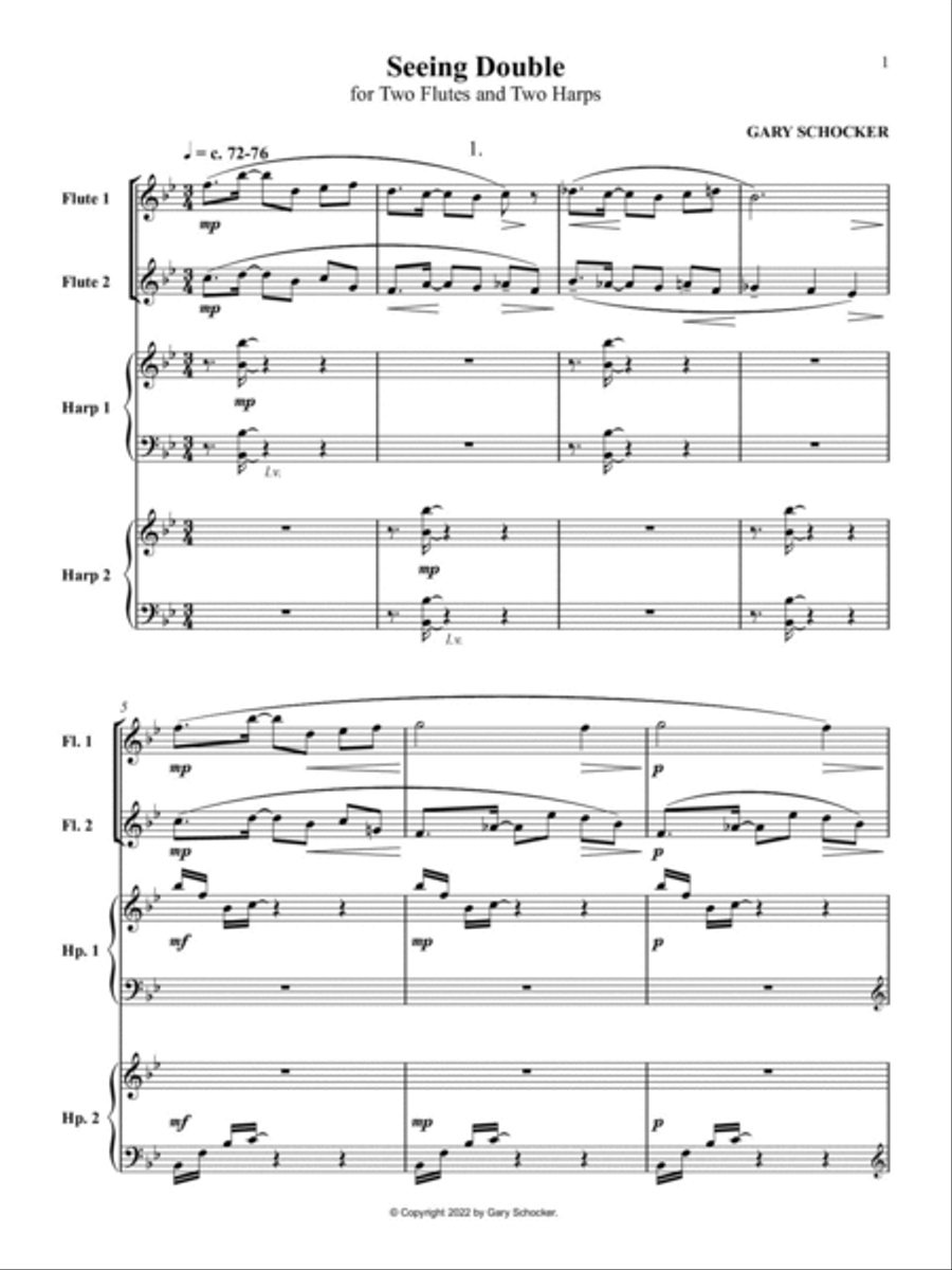 Seeing Double for Two Flutes and Two Harps Flute Duet scores gallery preview page 2