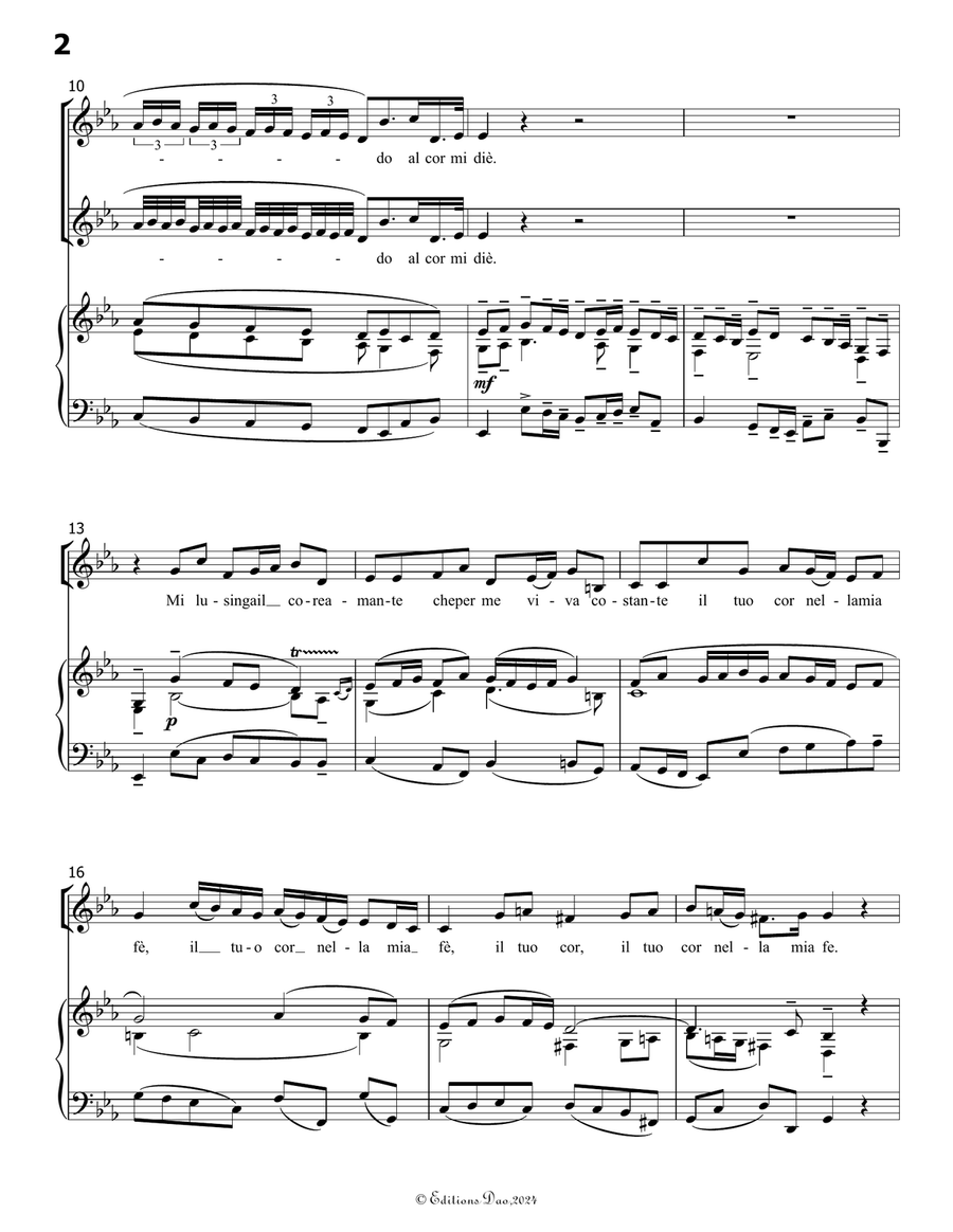 Ardo o cara a quella face, by Bassani, in E flat Major Voice scores gallery preview page 4