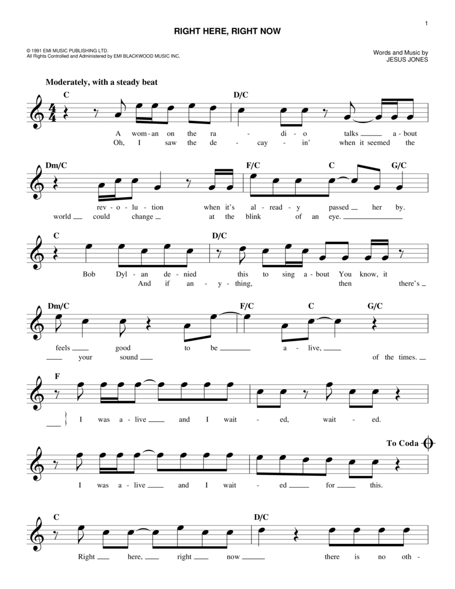 Right Here, Right Now Guitar scores gallery preview page 1