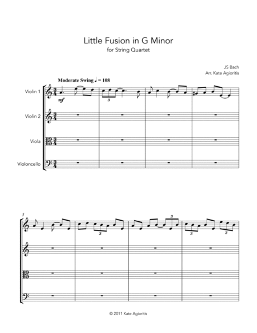 Little Fusion in G Minor - For String Quartet image number null