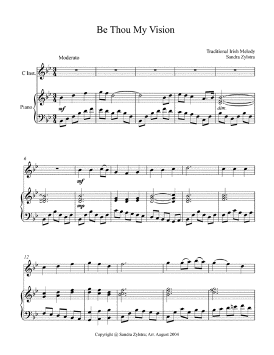 Be Thou My Vision (treble C instrument solo) Piccolo scores gallery preview page 2