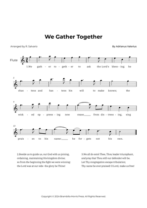 We Gather Together - Flute (Key of C Major)