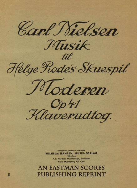 Musik til Helge Rode's Skuespil Moderen, op. 41 : Klavierudtog