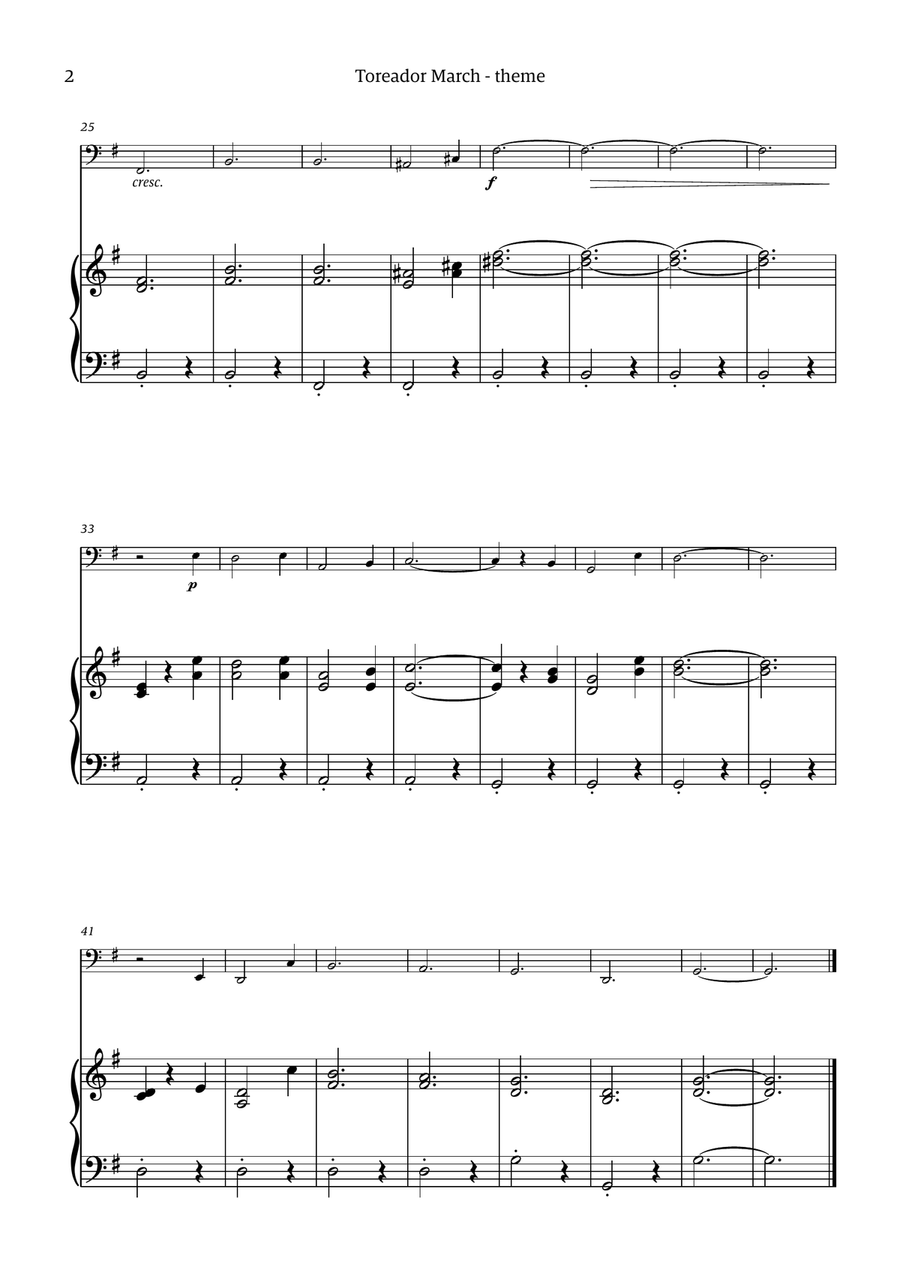 Toreador March (from the opera Carmen) - easy version Chamber Music scores gallery preview page 2
