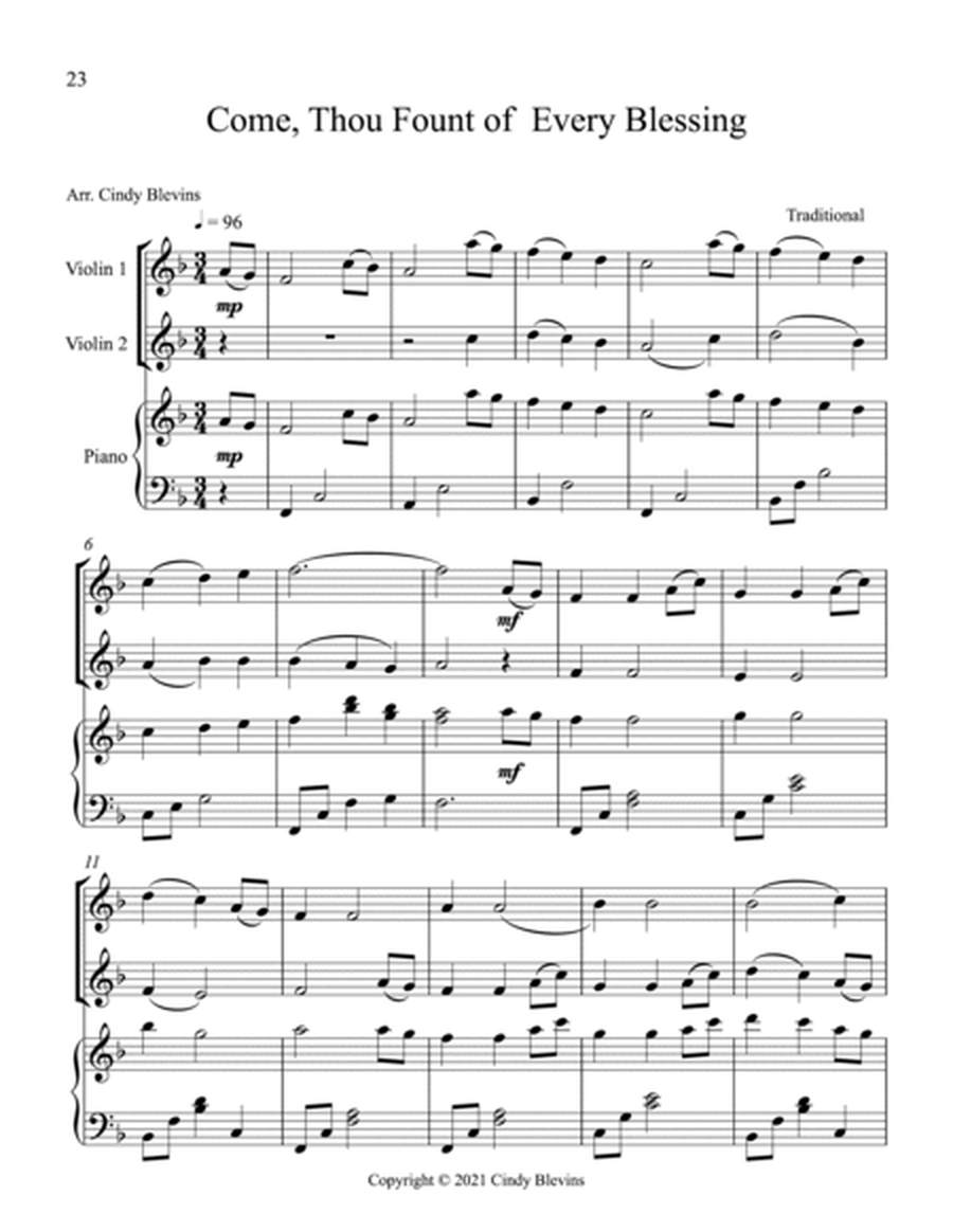 12 Favorite Hymns, Two Violins and Piano image number null