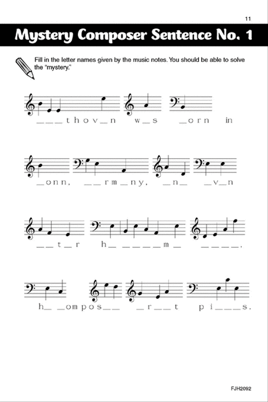 Music Crossword Puzzles and Games - Composers Easy Piano scores gallery preview page 3