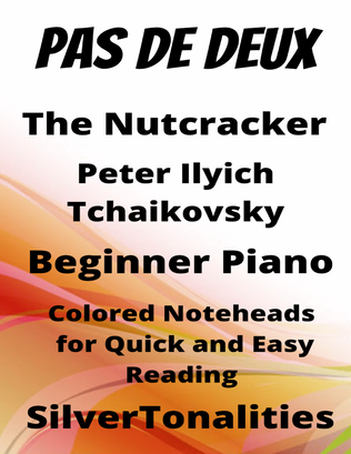 Book cover for Pas de Deux for the Fairy and the Prince Nutcracker Beginner Piano Sheet Music with Colored Notation
