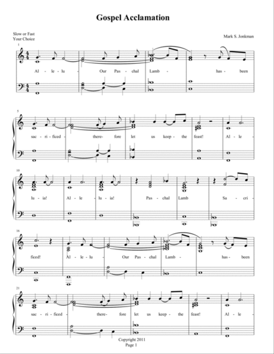 Gospel Acclamation Unison Choir scores gallery preview page 2