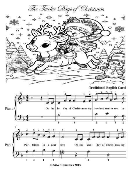 The Twelve Days of Christmas Easy Piano Sheet Music