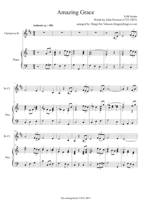 Amazing Grace - Bb Clarinet with piano accompaniment