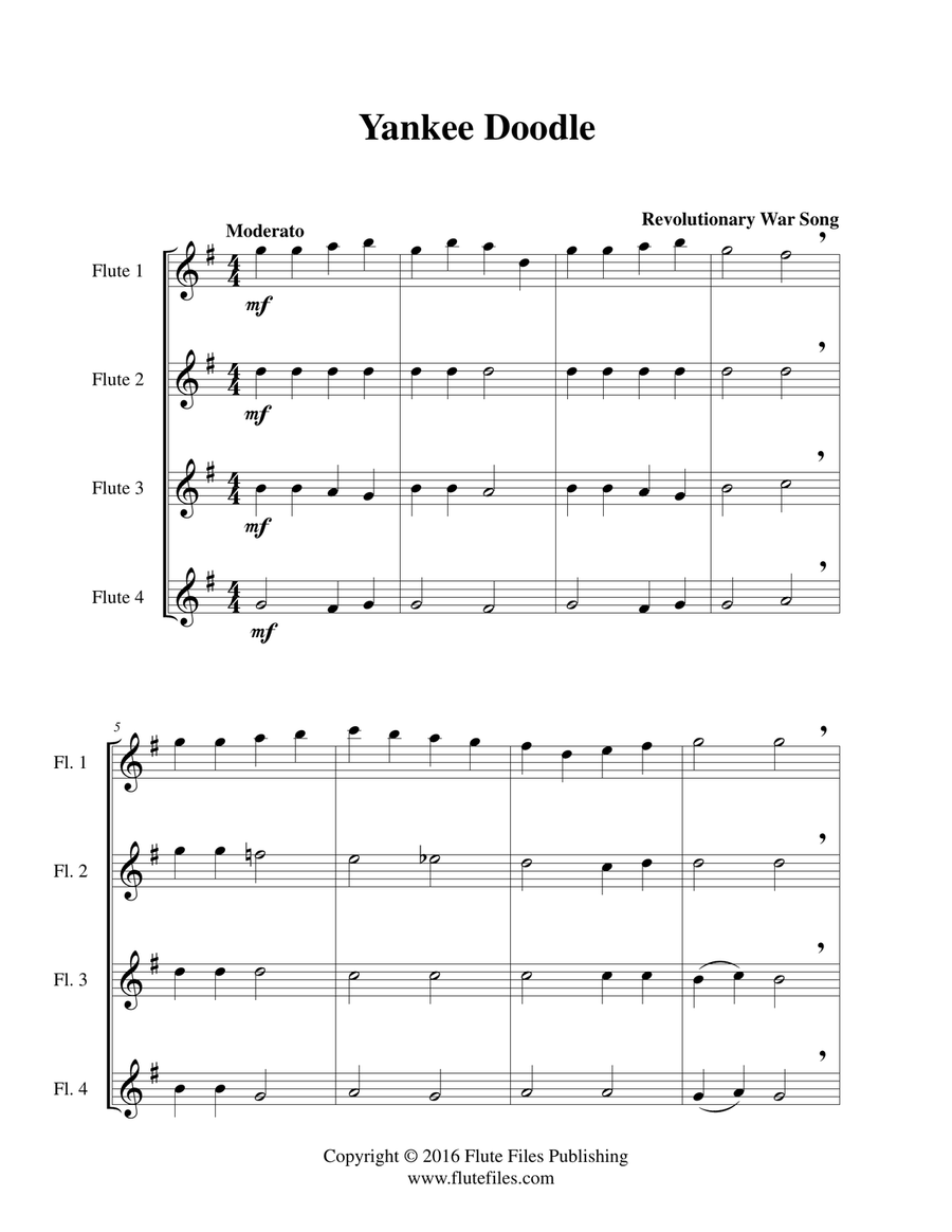 Yankee Doodle - Flute Quartet Flute Quartet scores gallery preview page 3