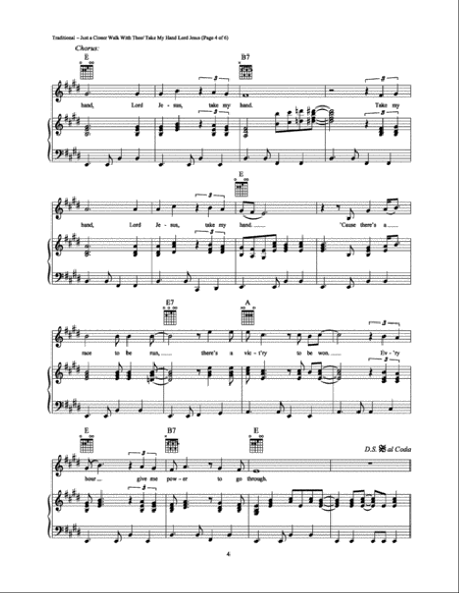 Just a Closer Walk with Thee/Take My Hand Lord Jesus Piano, Vocal, Guitar scores gallery preview page 4