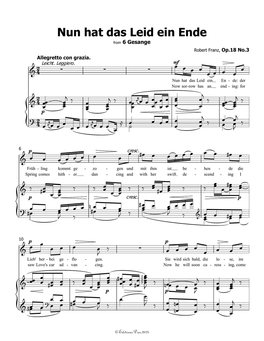 Nun hat das Leid ein Ende, by Robert Franz, in a minor Voice scores gallery preview page 3
