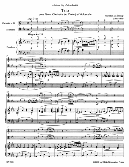 Trio for Piano, Clarinet (or Violin) and Violoncello E flat major op. 27