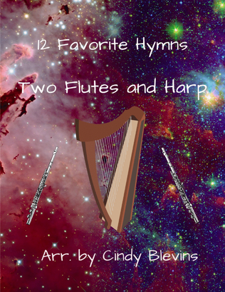 Book cover for 12 Favorite Hymns, Two Flutes and Harp