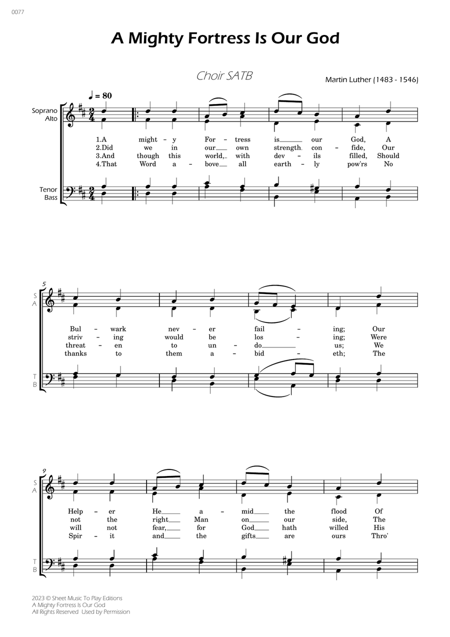 A Mighty Fortress Is Our God - SATB Choir 4-Part scores gallery preview page 1