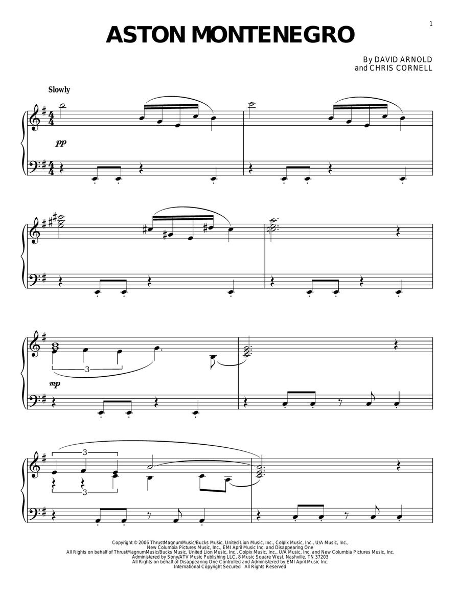 Aston Montenegro Piano Solo scores gallery preview page 1
