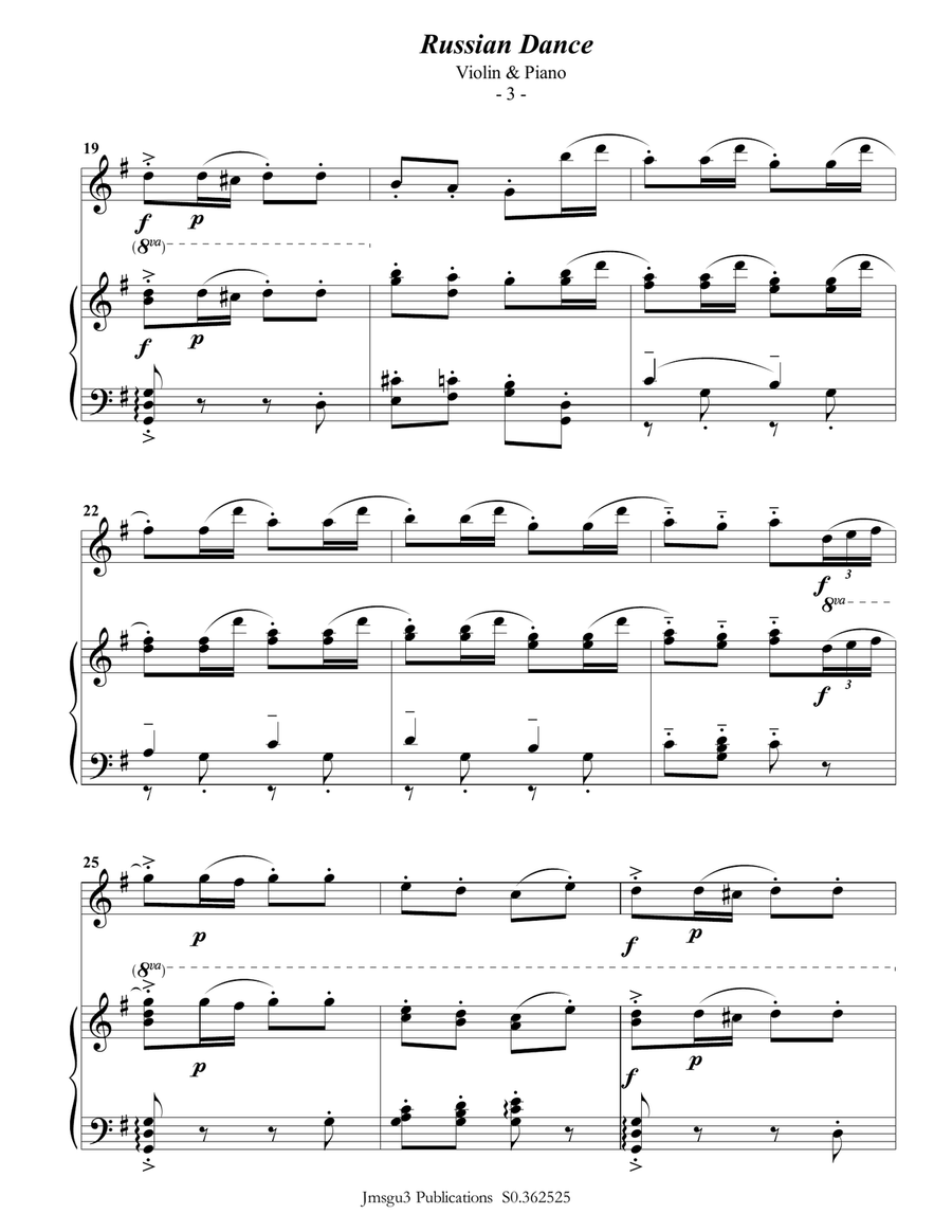 Tchaikovsky: Russian Dance from Nutcracker Suite for Violin & Piano Violin Solo scores gallery preview page 4