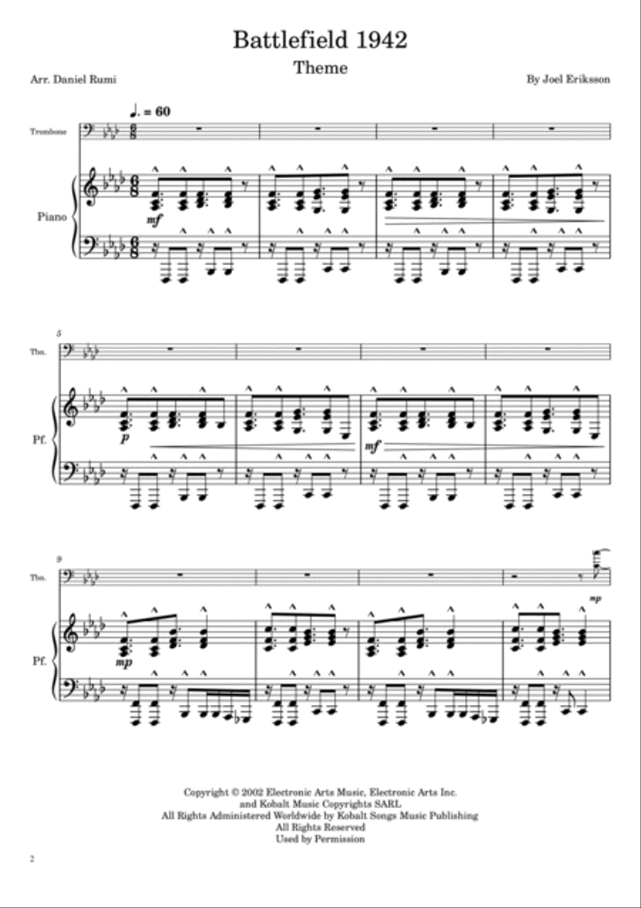 Battlefield 1942 Theme Piano scores gallery preview page 2