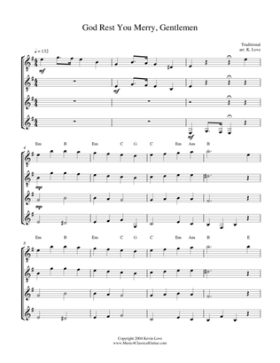 God Rest Ye Merry Gentlemen (Guitar Quartet) - Score and Parts