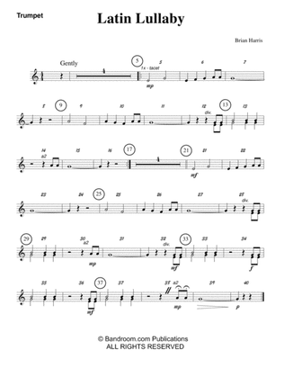 LATIN LULLABY (beginner concert band - very easy - score, parts, and license to photocopy)