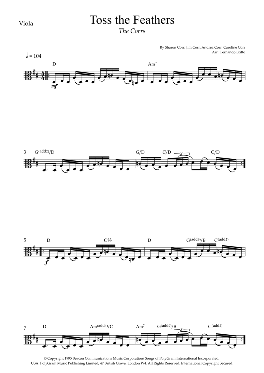 Toss The Feathers Viola Solo scores gallery preview page 1