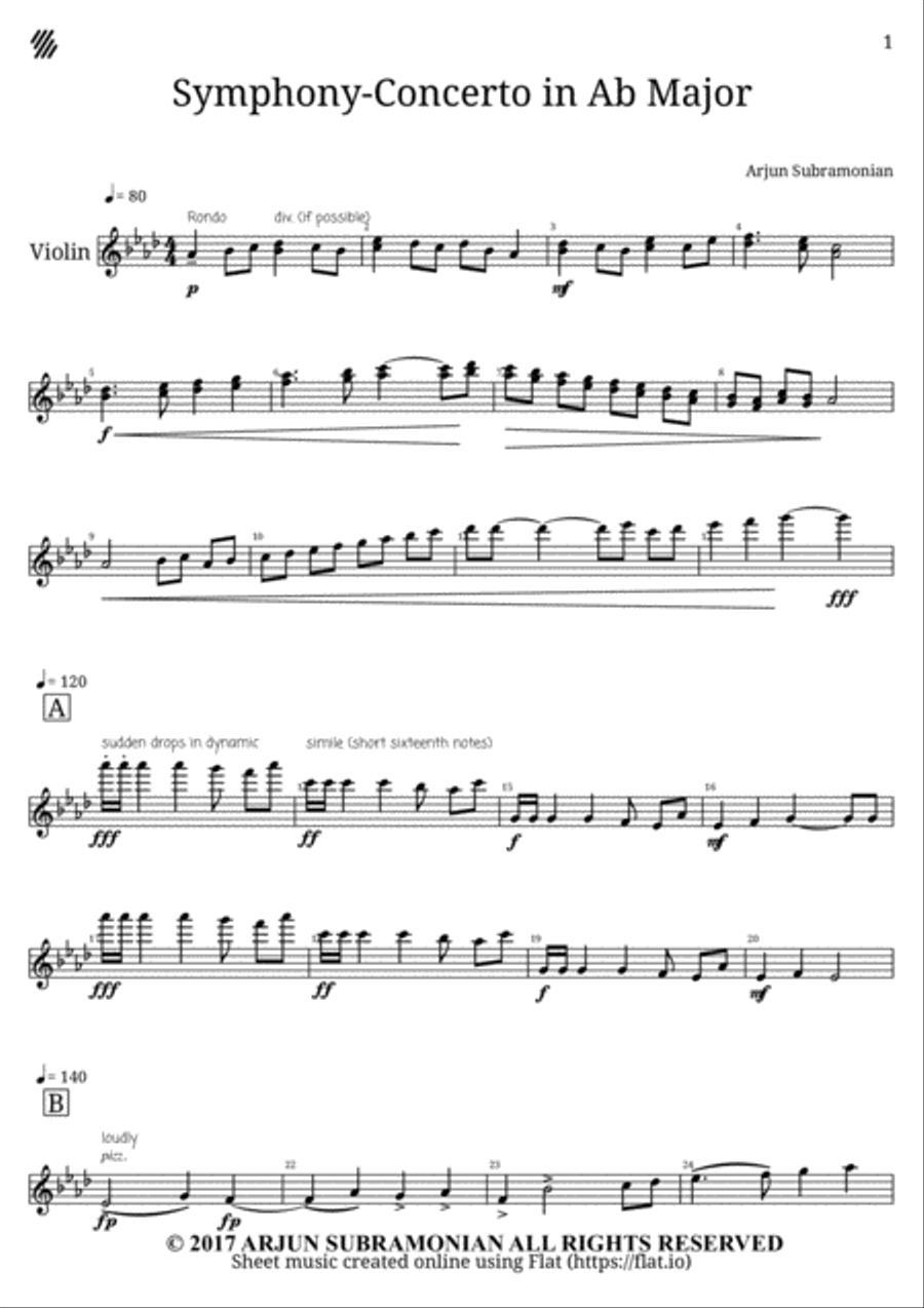 Symphony-Concerto in Ab Major Violin Solo scores gallery preview page 1