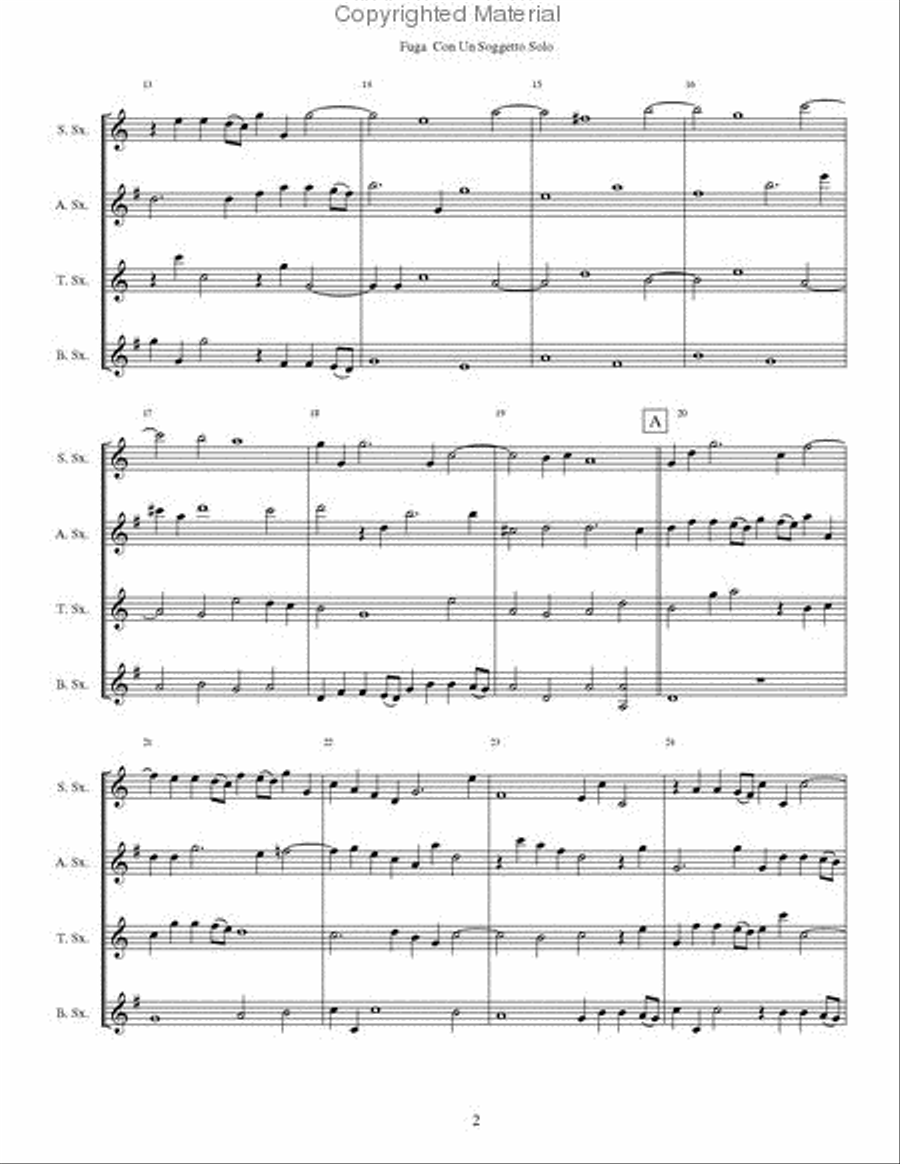Fuga Con Un Soggetto Solo Saxophone scores gallery preview page 3