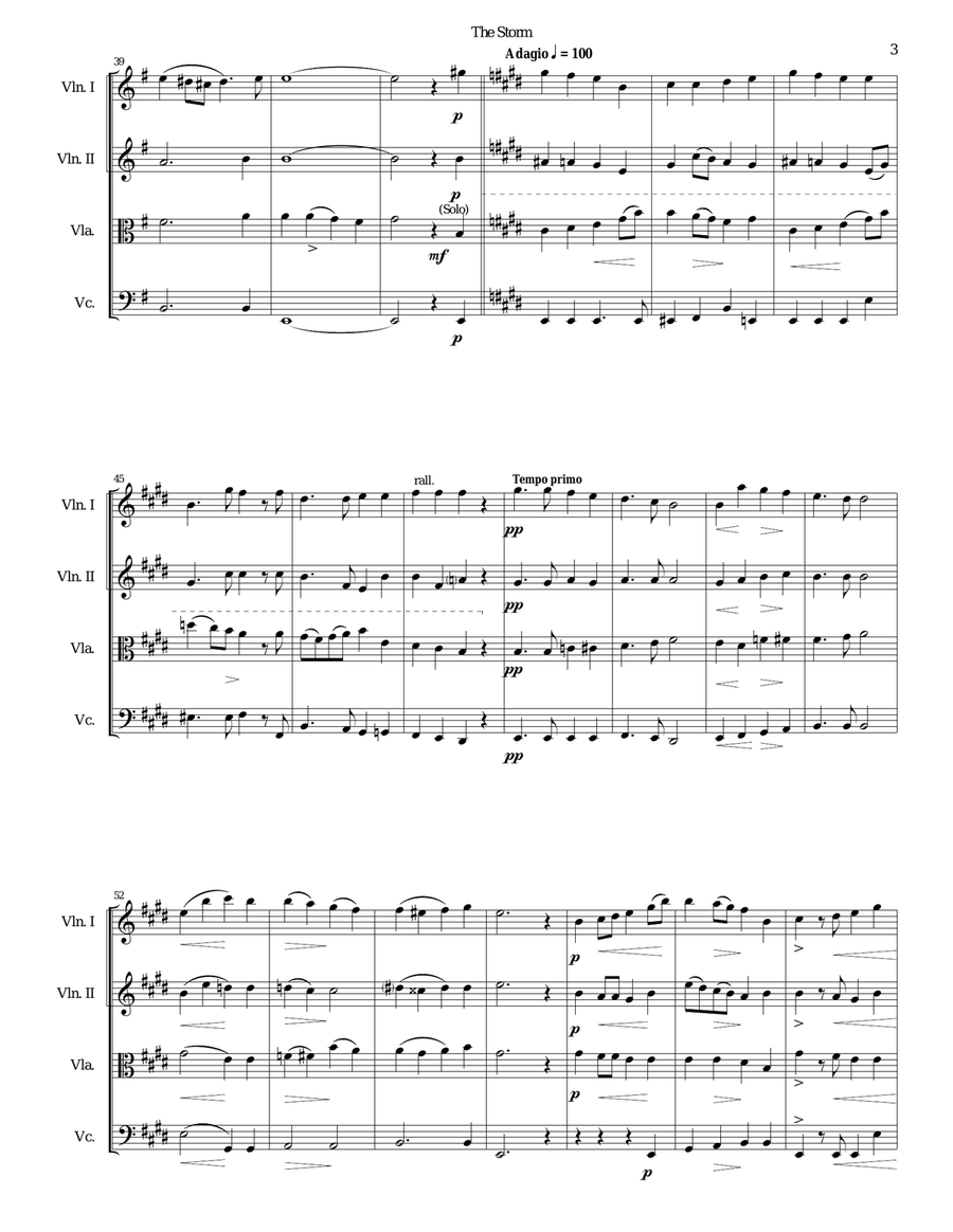 The Storm arranged for string quartet String Quartet scores gallery preview page 3