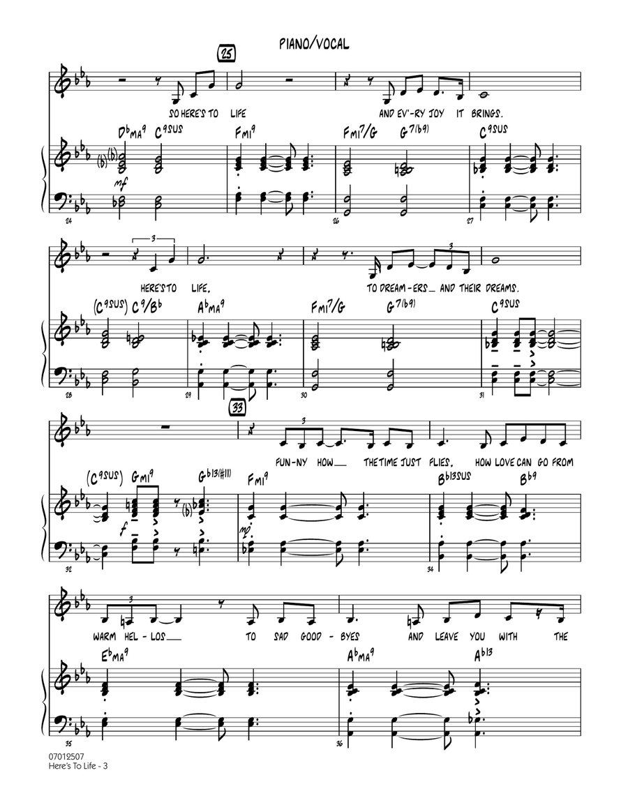 Here's To Life (Key: C minor) - Piano/Vocal Jazz Ensemble scores gallery preview page 3