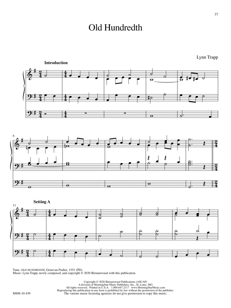 OLD HUNDREDTH (GENEVAN 134) Organ scores gallery preview page 1