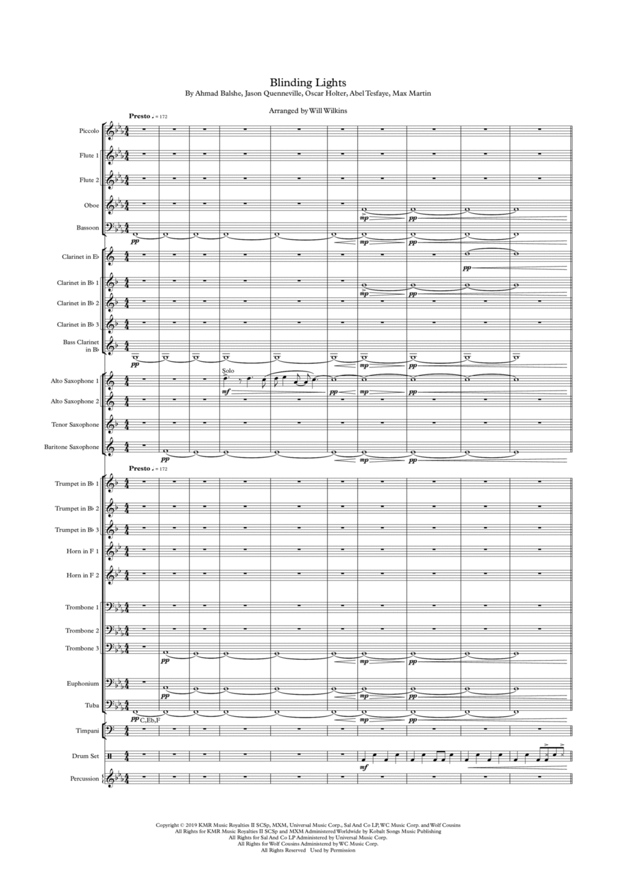 Blinding Lights Concert Band scores gallery preview page 1