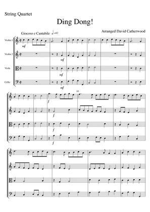 Ding Dong! (merrily on high) arranged for String Quartet by David Catherwood