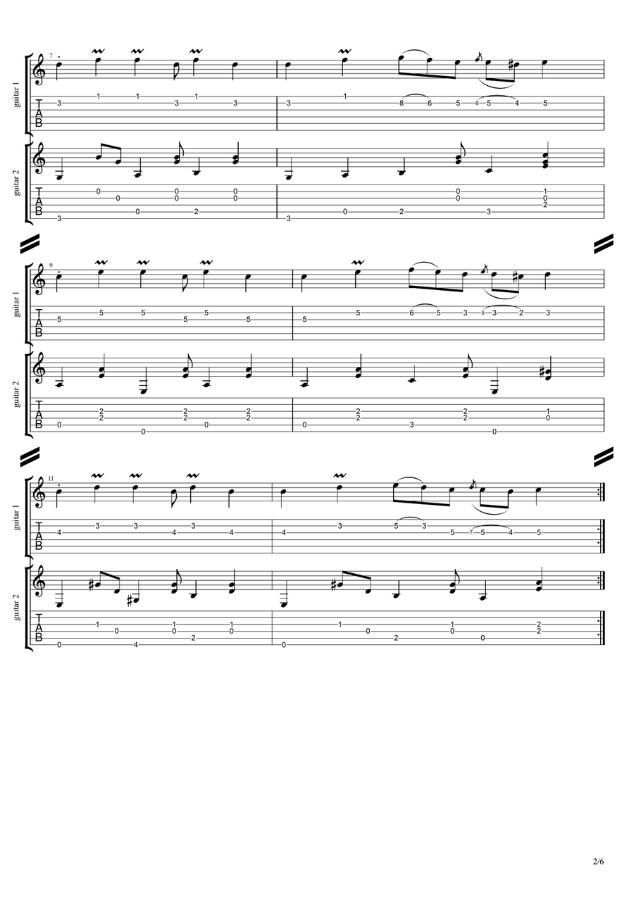 Kopanitsa / Копаница (11/8) Bulgarian folk dance for guitar duo Acoustic Guitar scores gallery preview page 2