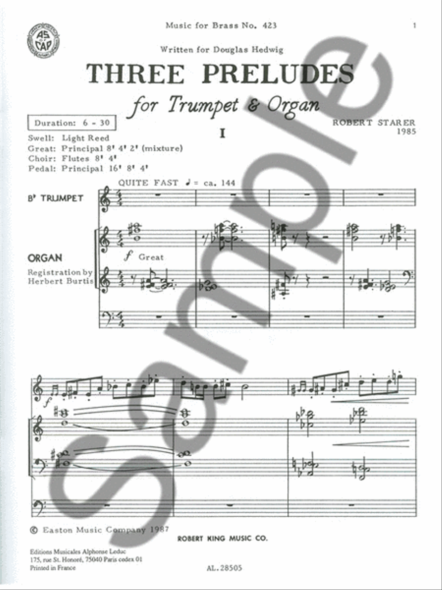 3 Preludes (trumpet & Organ) Trumpet Solo scores gallery preview page 2