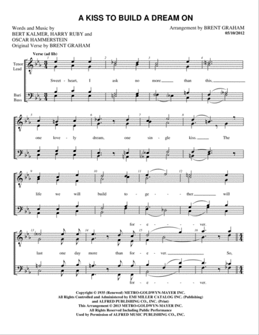 A Kiss To Build A Dream On TTBB scores gallery preview page 1