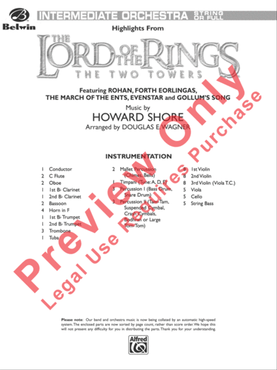 The Lord of the Rings: The Two Towers, Highlights from Full Orchestra scores gallery preview page 2