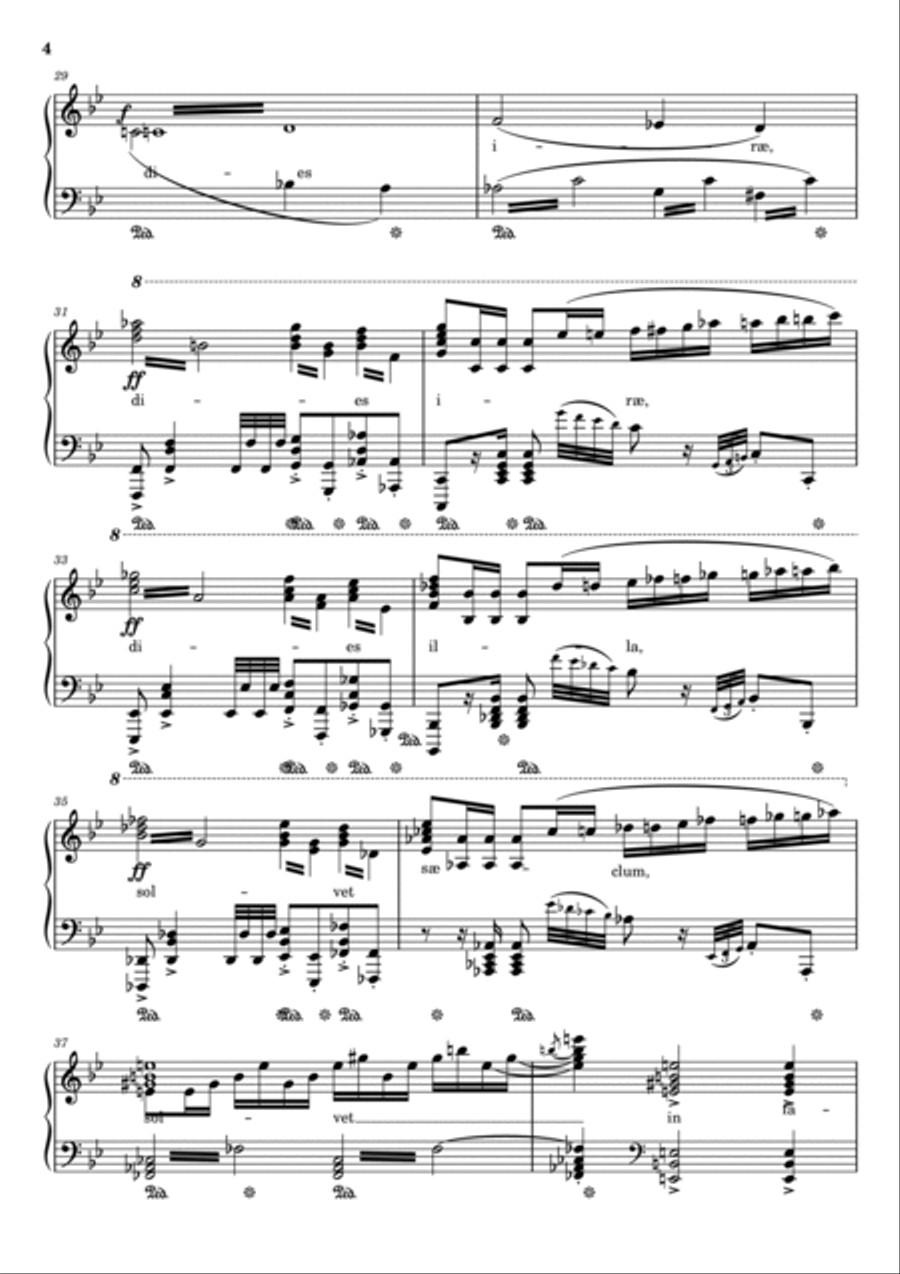 Verdi - Dies Irae et Tuba Mirum - Messa da Requiem - For Piano Solo Original Piano Solo scores gallery preview page 4