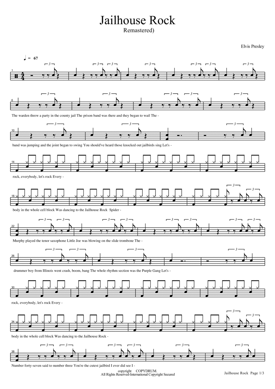 Jailhouse Rock Jailhouse Rock Drum Set scores gallery preview page 1