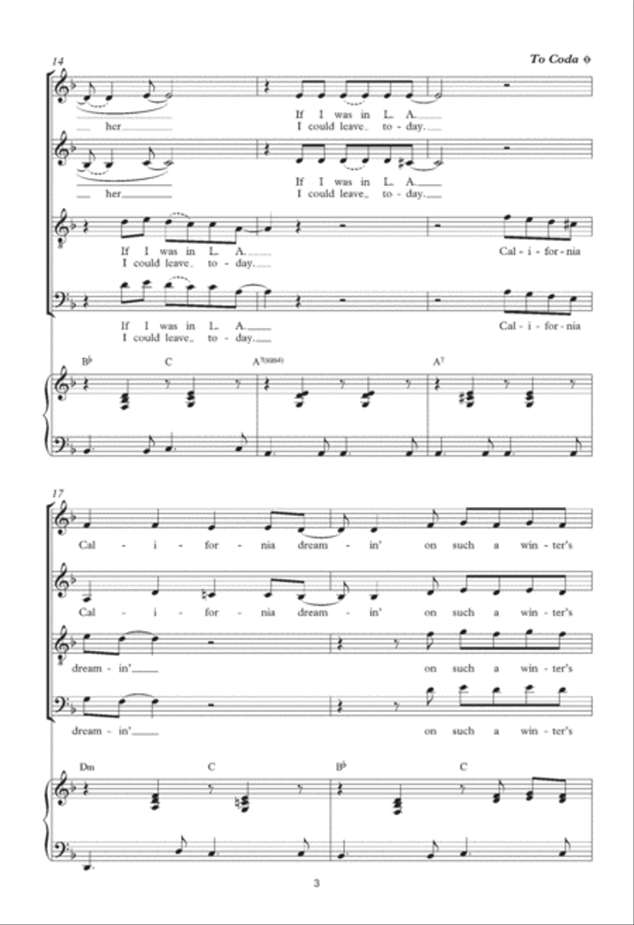 California Dreamin' (Arr. Milt Rogers) Choir scores gallery preview page 3