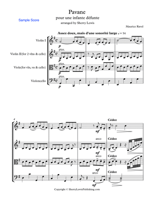 PAVANE POUR UN INFANTE D´FUNTE (Pavane for a dead princess) String Trio, Intermediate Level for 2 vi