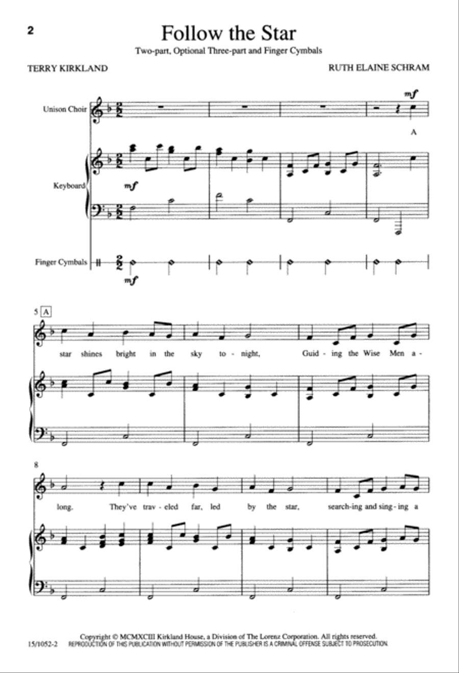 Follow the Star Follow the Star Unison Choir scores gallery preview page 2