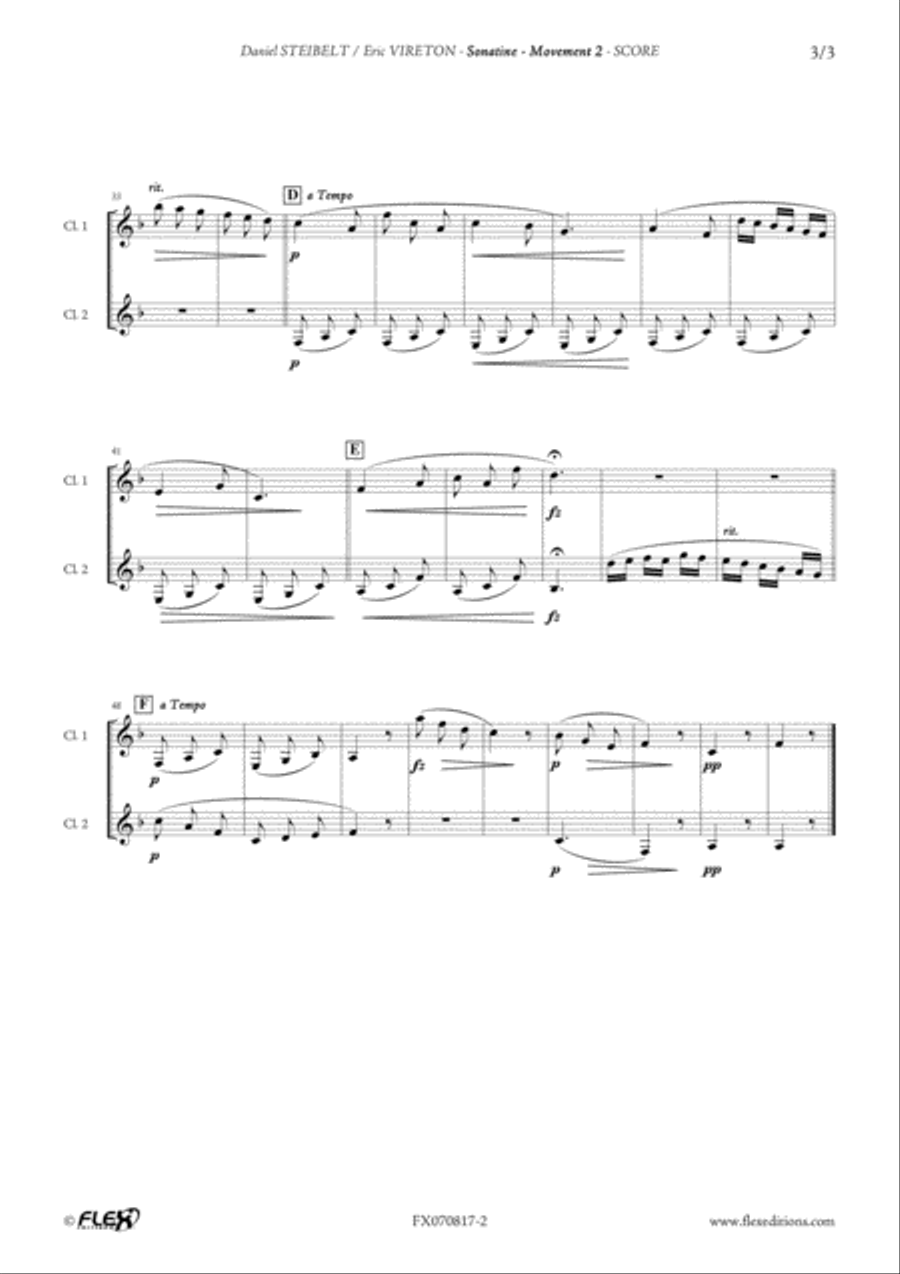 Sonatine - Movement 2 Sonatine - Movement 2 Clarinet Duet scores gallery preview page 3
