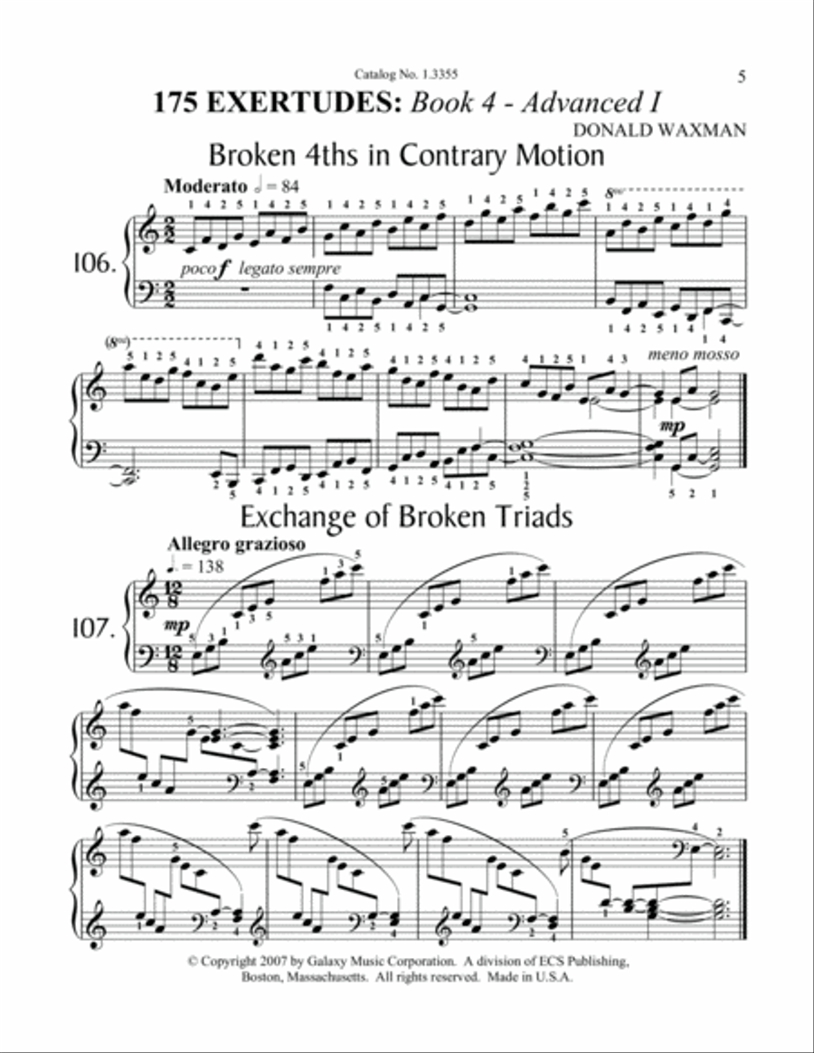 175 Exertudes, Book 4: Advanced I Piano Solo scores gallery preview page 3